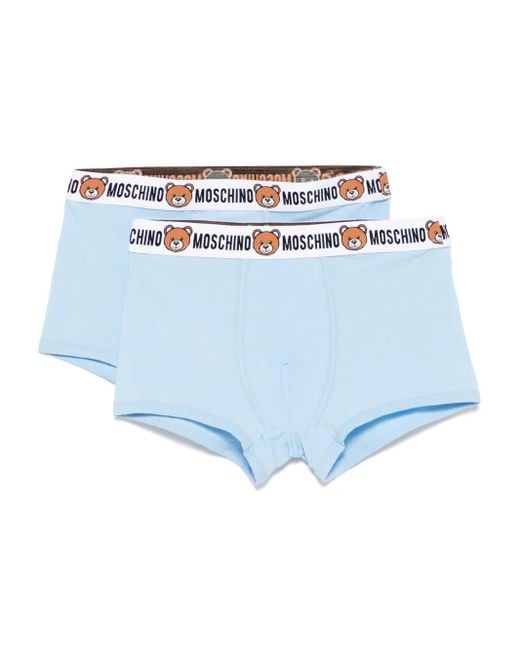 Moschino Blue Teddy Logo Print Boxers Set (Pack Of Two) for men