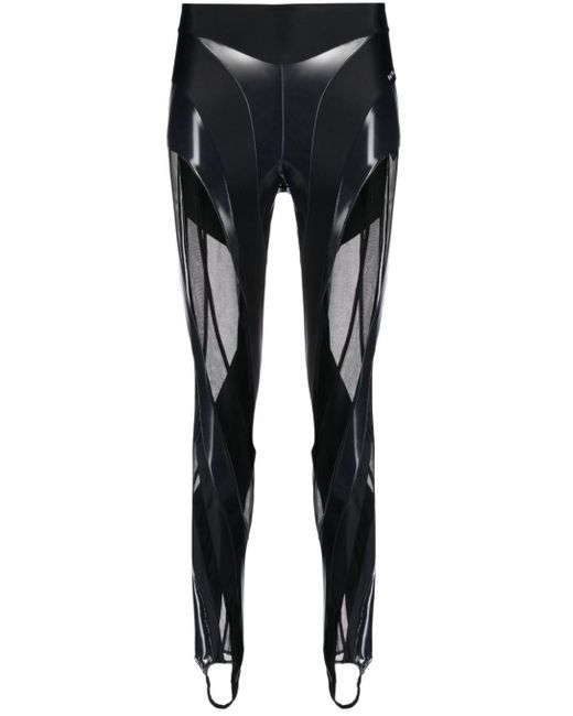 Mugler Black leggings With Semi-transparent Inserts
