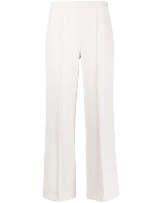 Max Mara White Knitted Cropped Flared Trousers