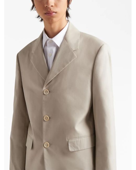 Prada Natural Triangle Logo Single-Breasted Blazer for men