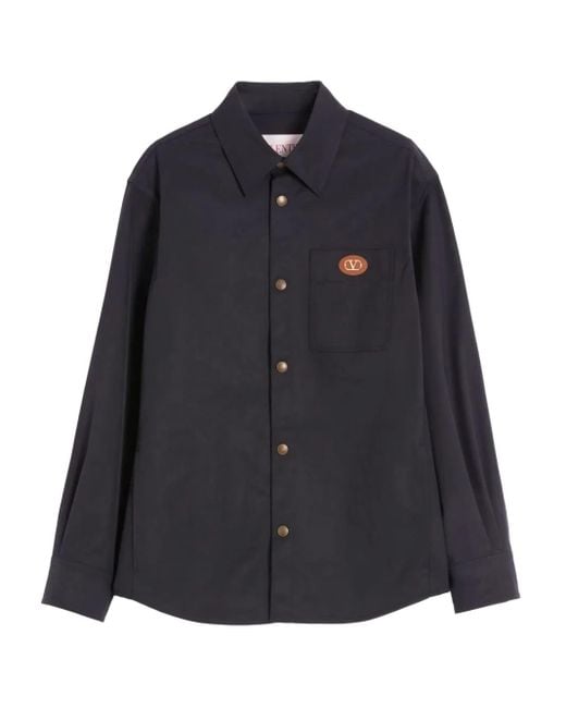 Valentino Garavani Black Nylon Shirt Jacket With Patch Vlogo for men