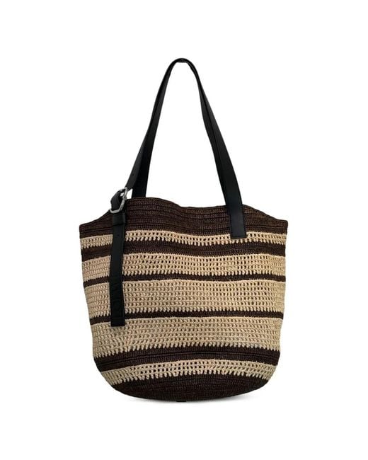 Loewe Black Loop Basket Striped Shoulder Bag for men