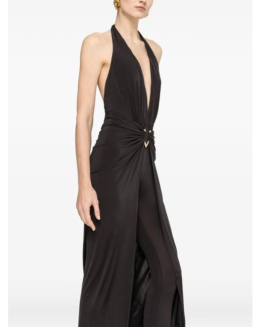 Nissa Black Backless Layered Jumpsuit