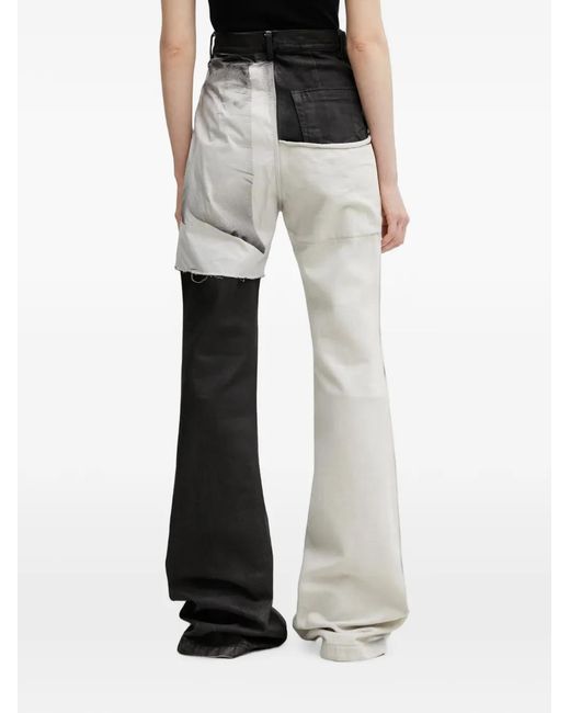 Rick Owens Black Patchwork Flared Jeans