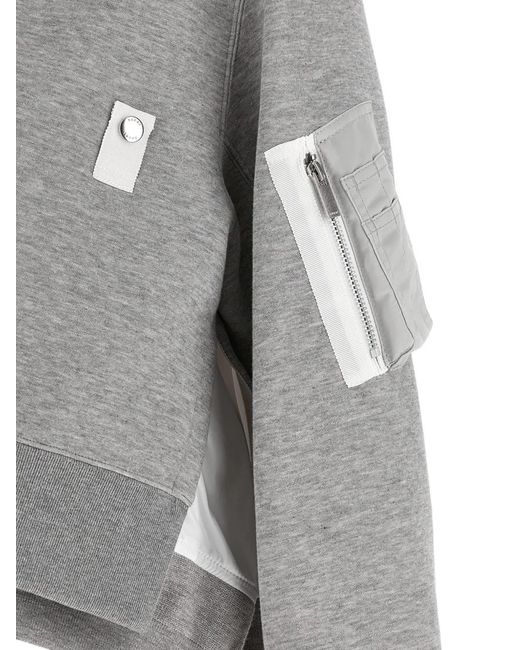 Sacai Gray Hoodie Sponge À Fermeture Zippée