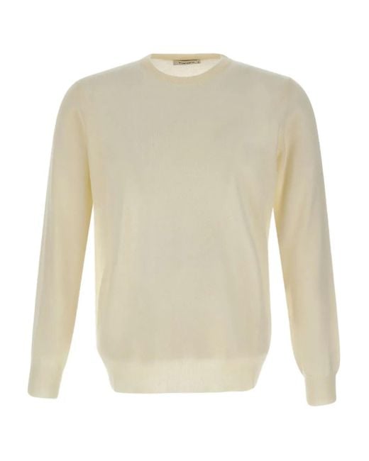 Kangra White Crew-Neck Ribbed-Edge Sweater for men