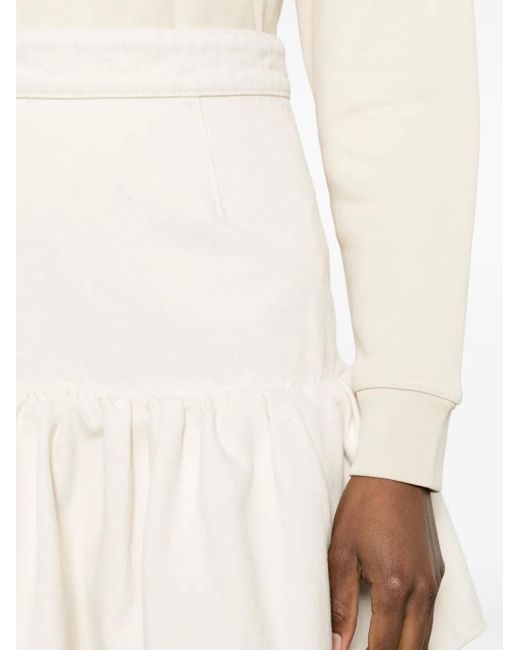 Patou White Miniskirt With Ruffles