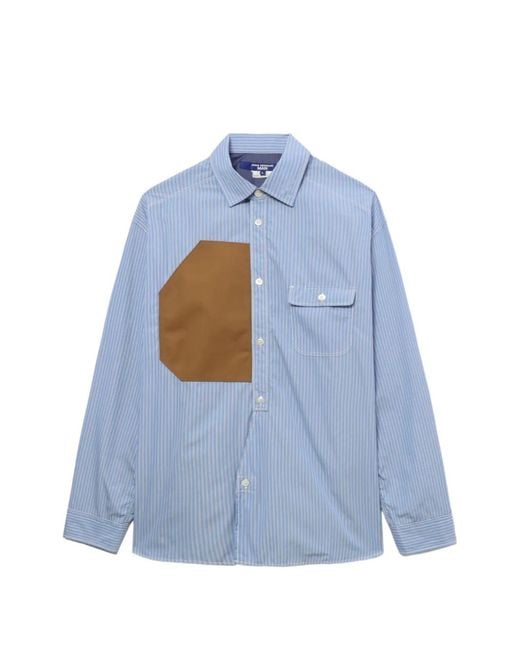 Junya Watanabe Blue Striped Patch-Detail Shirt for men