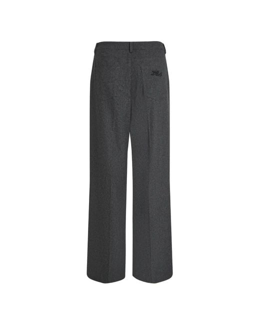 Karl Lagerfeld Gray Wide-Leg Flannel Pants