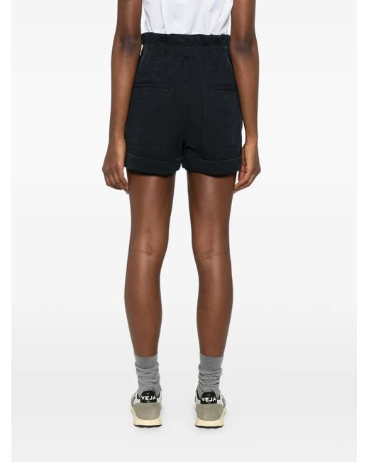 Isabel Marant Black Nirma Cotton And Linen Canvas Shorts