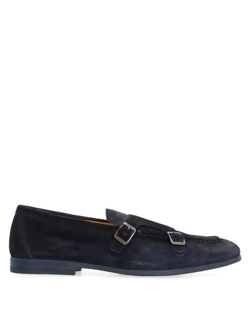 Doucal's Blue Duke Suede Monk-Strap Loafers for men