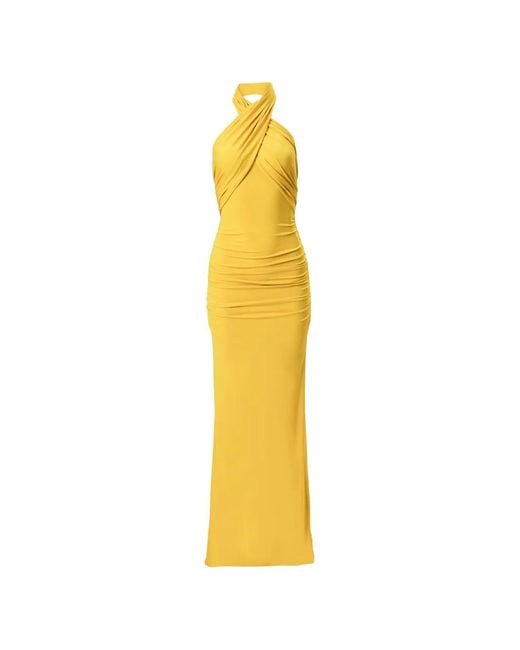 Carolina Herrera Metallic Criss-Cross Halterneck Gown