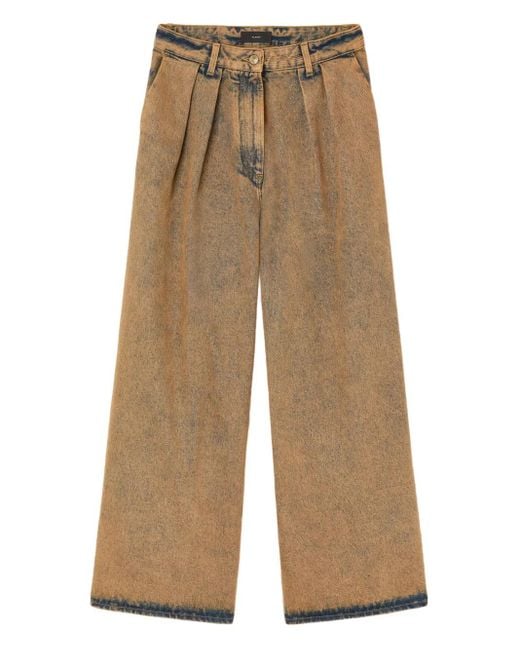 Alanui Natural Desert Rose Pleat-Detailed Acid-Wash Jeans