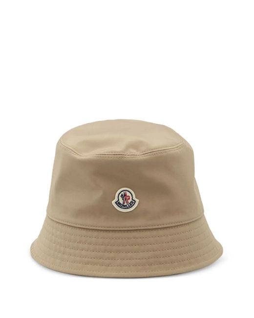 Moncler Natural Fischerhut Mit Logo-Patch