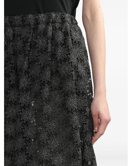 Comme des Garçons Black Floral-Print Midi Skirt
