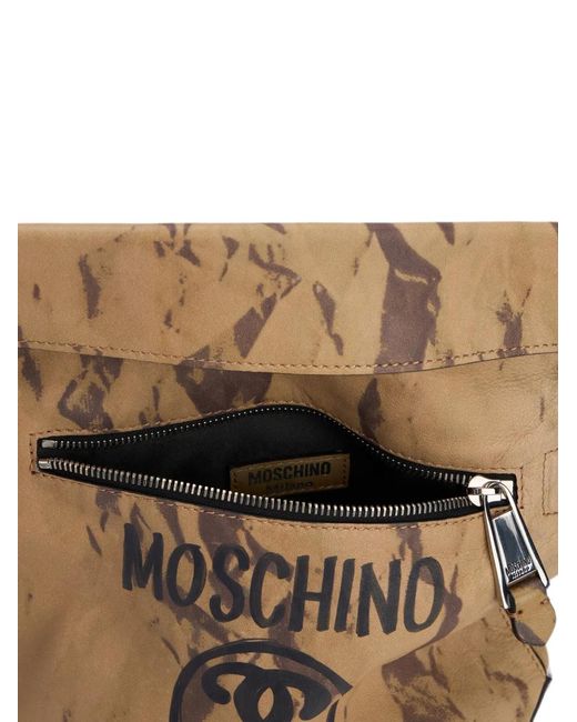 Moschino Natural Sac Porté Épaule À Logo Imprimé
