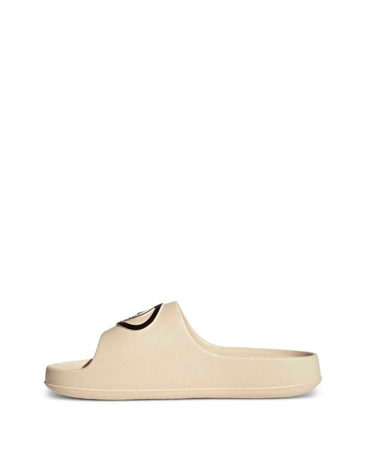 Adidas White Adilette 00S Logo-Patch Slides for men