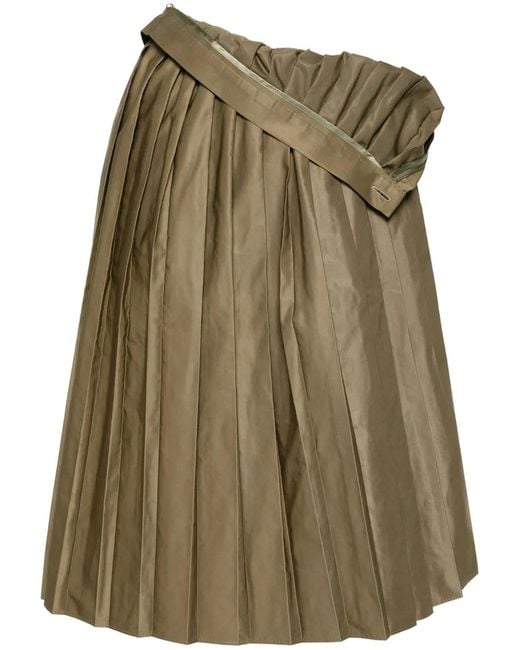 MM6 by Maison Margiela Green Pleated Midi Skirt