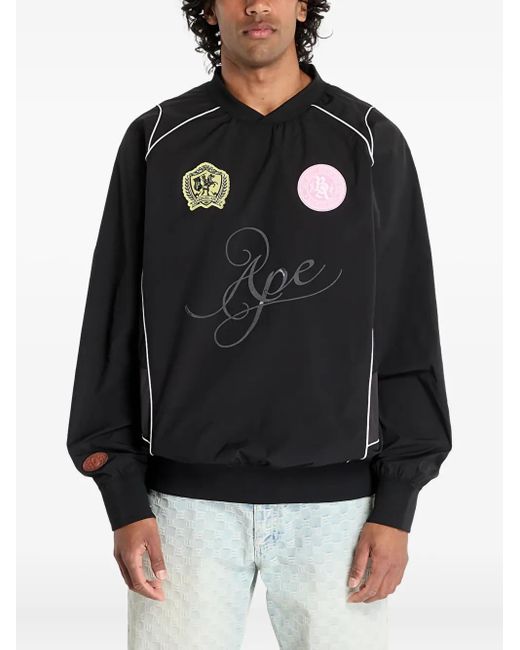 A Bathing Ape Black Multi-Patch Pullover