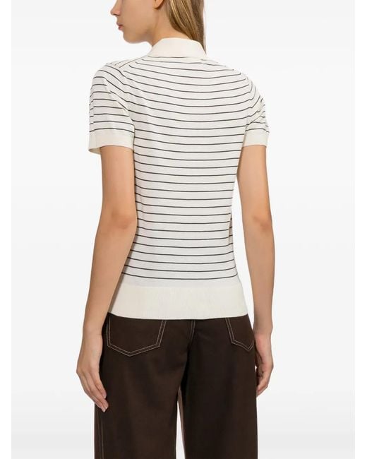 A.P.C. White Striped Short-Sleeve Polo Shirt