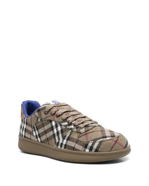 Burberry Gray Checked Sneakers for men