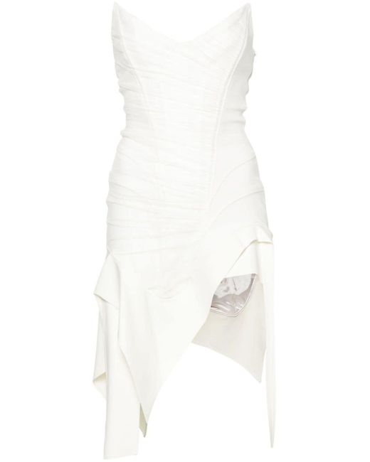 Robe-bustier à design asymétrique Mugler en coloris White