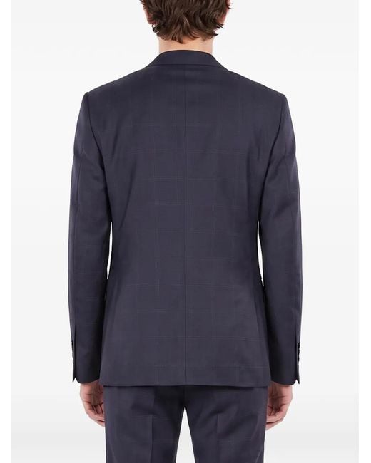 Canali Blue Check-Pattern Double-Breasted Suit for men