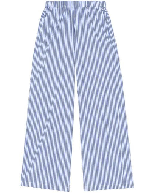 John Elliott Blue Leisure Striped Cotton Trousers