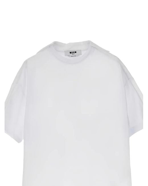 MSGM White Mesh Panel T-Shirt