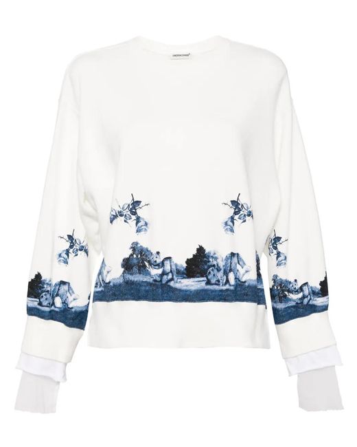 Undercover Blue Graphic-Print Cotton Sweatshirt