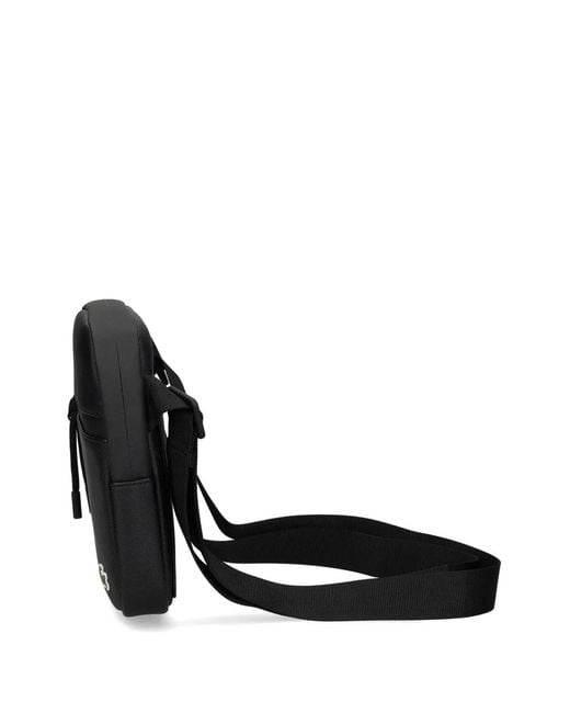 Lacoste Black Logo-Appliqué Messenger Bag for men