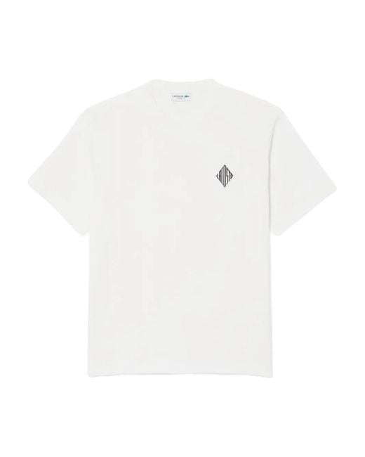 Lacoste White Embroidered-Logo T-Shirt for men