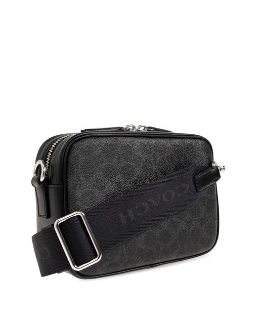 COACH Black Charter Pattern Strap Tote Bag for men