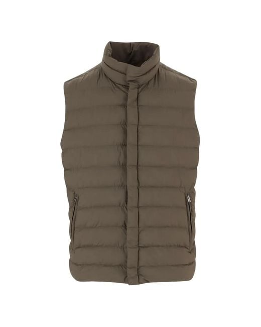 Herno Brown Gilet Matelassé À Col Montant for men