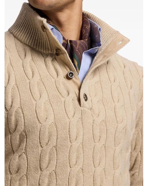 Ralph Lauren Natural Cable-Knit Polo Shirt for men