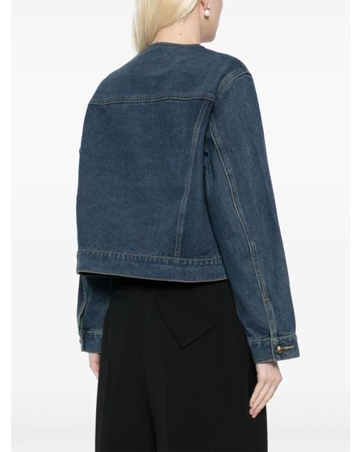B+ AB Blue Collarless Denim Jacket
