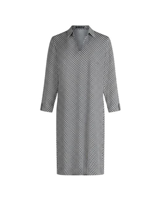 Betty Barclay Gray Geometric-Print Three-Quarter-Sleeve Mini Dress