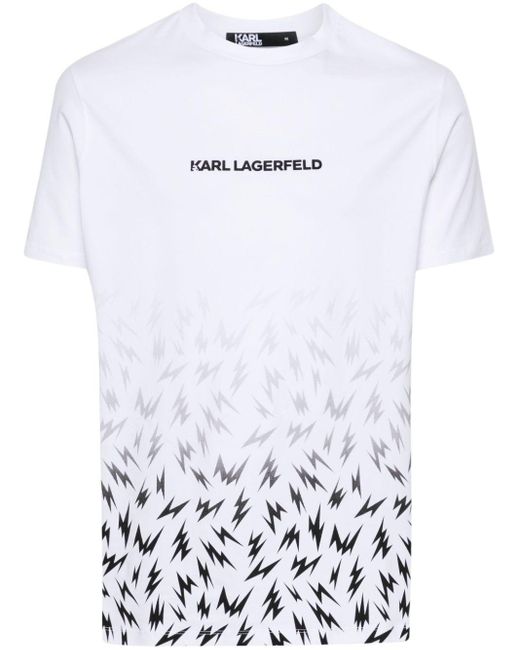 Karl Lagerfeld White Rubberised-logo T-shirt for men