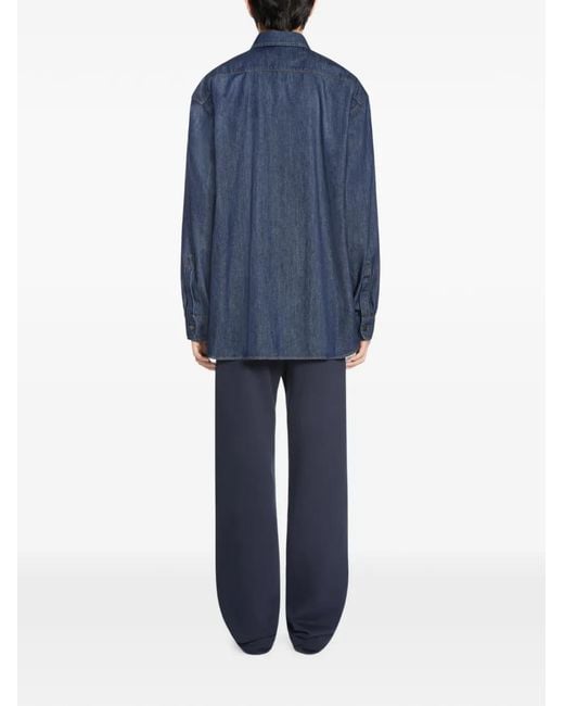 Dries Van Noten Blue Loose Denim Shirt for men