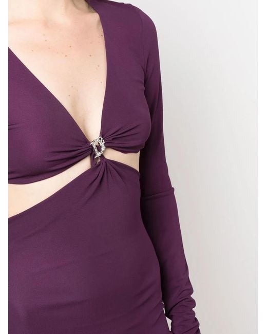 DSquared² Purple Cut-Out Detail V-Neck Minidress