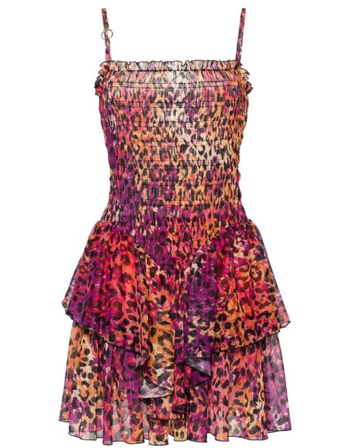 Just Cavalli Layered Leopard-print Mini Dress