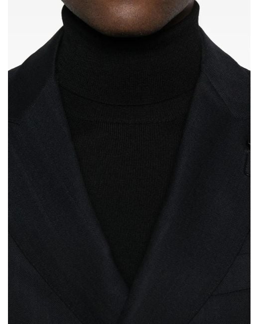 Gran Sasso Black Roll-Neck Sweater for men