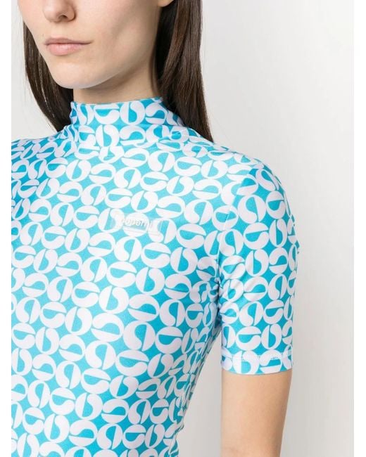 Coperni Blue Monogram-Print High-Neck Top