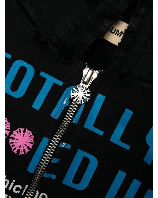 Astrum Black Tfu Graphic-Print Zip-Up Hoodie for men