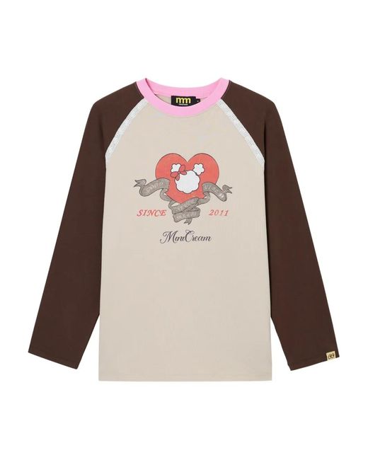 Mini Cream Red Long-Sleeve Graphic-Design T-Shirt