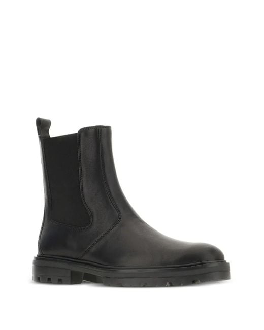 Hogan Black Elastic-Panel Leather Boots for men