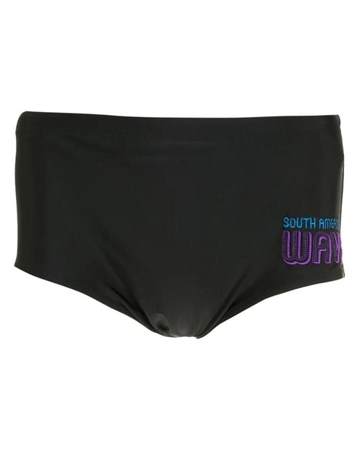 Amir Slama Black Embroidered Detail Swimming Trunks for men