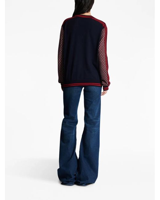 Balmain Red Monogram Check-Pattern Jumper