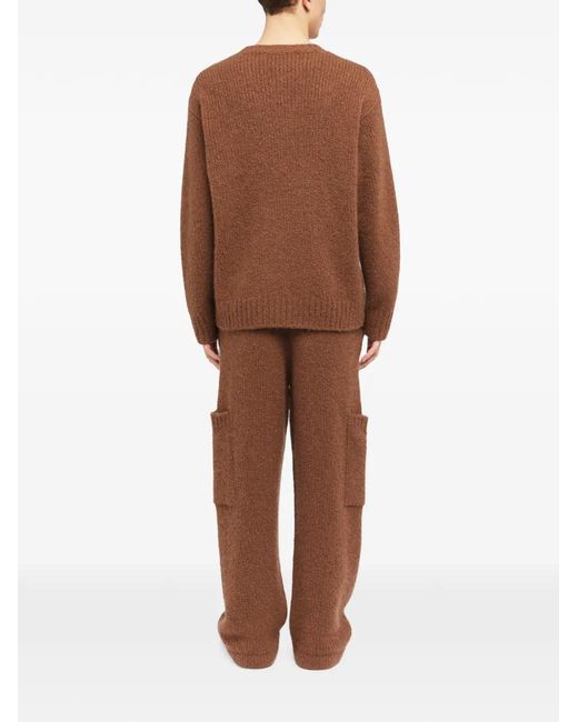 Alanui Brown Rib-Stitched Crew-Neck Sweater for men