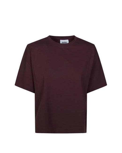 Alpha Studio Purple Boxy Cotton T-Shirt